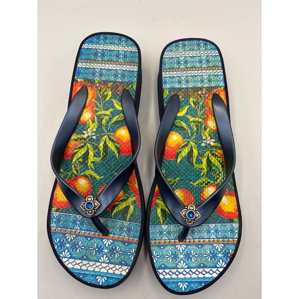 Brighton Breeze Flip Flops Wedge Size 10 Tropical Fruit Summer Beach‎ Pool